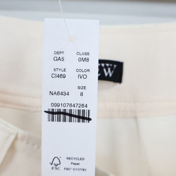 J.Crew Pleated Knee Length Stretch Linen Blend Skirt Ivory Size 8 NWT - Picture 5 of 9